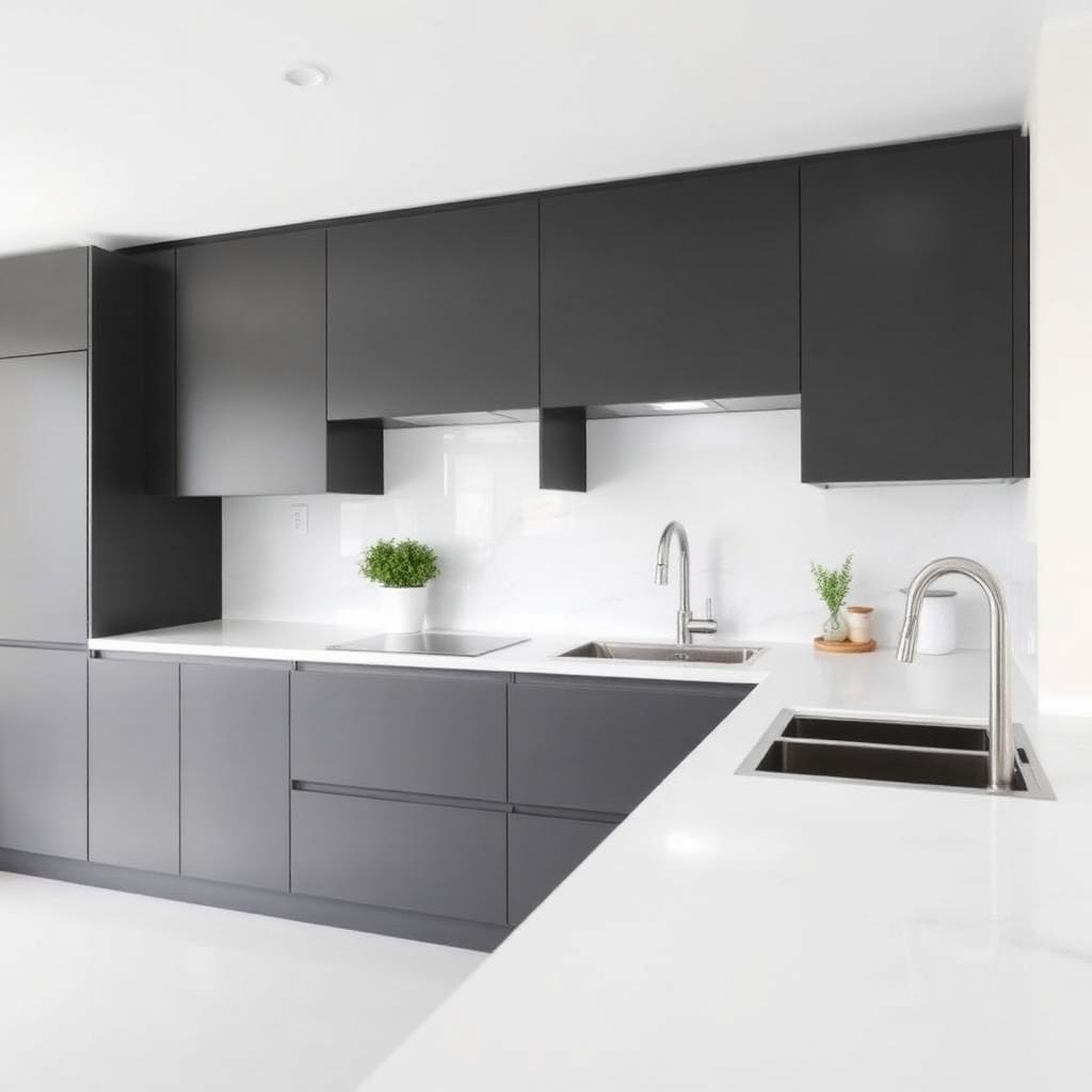 Flat-panel charcoal with pure white quartz