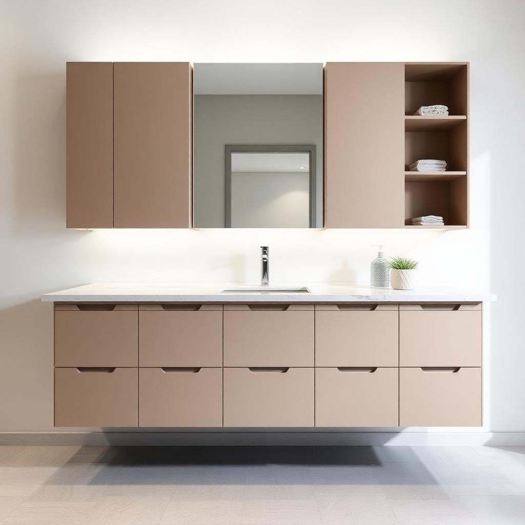 Modern bathroom vanity with quartz top